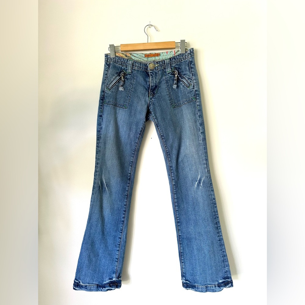 VTG Cute Vigoss Blue Jeans Low Rise Flare Leg 90s Y2K Sz 5/6
